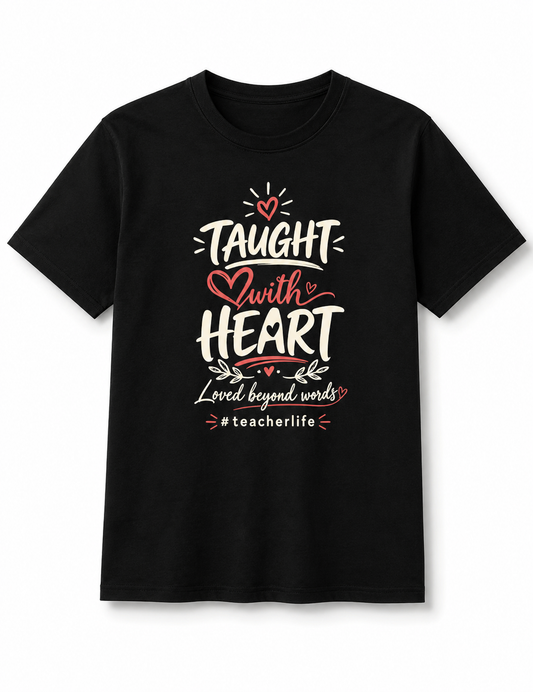Taught With Heart – Teacher Life T-Shirt